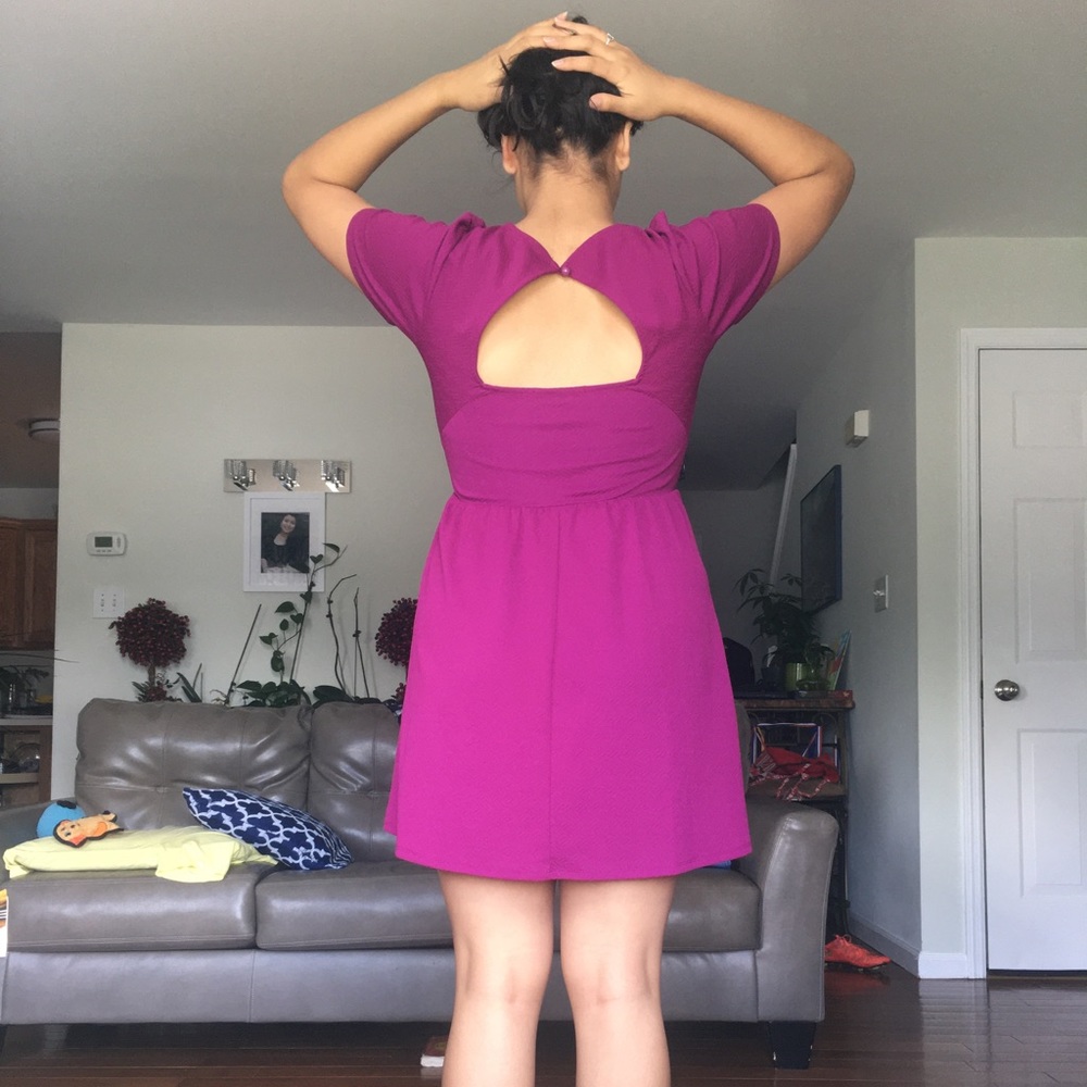 Open Back Berry Color Dress - Picture 2 of 4